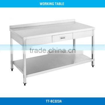 TT-BC323A, Stainless Steel, Single Drawer, 2 Tiers, with Splashback, Work Table