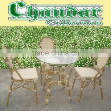 Bamboo like aluminum table set rattan furniture