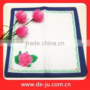 White Printing Embroidery Cotton Handkerchief