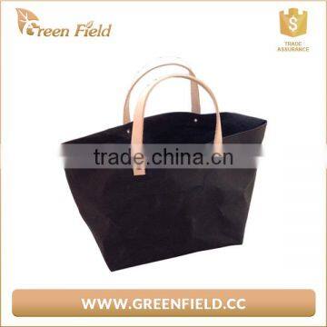 Fashion Design Washable Kraft Paper Reusable Tote Bag Shopping Bag photo-3