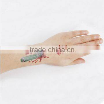Halloween Simulation Tattoo Sticker Halloween Scar Wound Real Blood Personality Transfer Tattoos photo-4