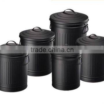 Black Trash Bin Set of 5