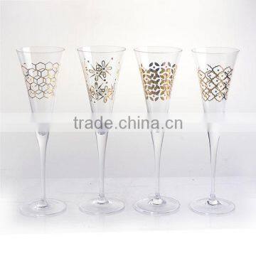 6oz novelty crystal gold happy champagne flute dinner glassware