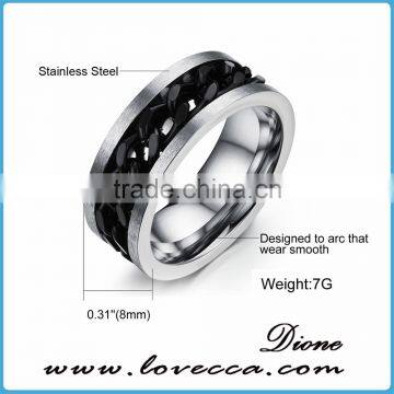 High Quality Mens Black Smooth Titanium Stainless Steel Biker Ring photo-5