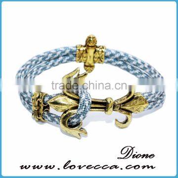 2017 Factory Price Nylon Mens Anchor Bracelet Rope Bracelet photo-4
