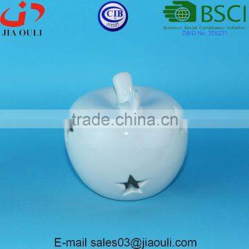 BSCI Audit Factory White Ceramic Apple Shape Candle Lantern, Small Candle Warmer Lamp photo-4