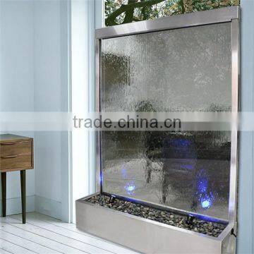 glass curtain wall room divider with indoor waterfalls for homes