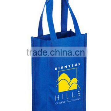 Custom logo printed non woven bag for 2 wine bottles