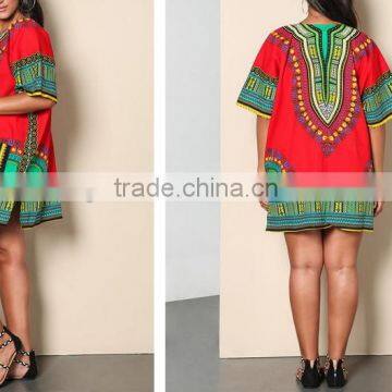 Plus Size Dashiki Vibrant Printed Dress Ladies Wstern Dress Designs 2016 HSD5609 photo-2