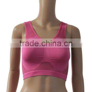 Ladies plain color seamless sport bra / sports bra with breathable mesh hole