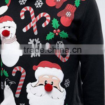 Custom Long Sleeve Crew Neck Without Hood Printed Black Men's 100% Cotton Casual Comfort Fit Breathable Pullover Sweatshirts photo-3