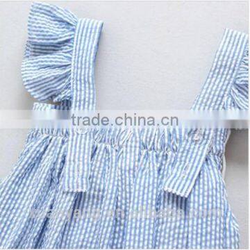 Newborn Infant Boutique Clothes Flutter Sleeve Seersucker Stripe Bubble Thailand Wholesale Toddler Clothing Romper