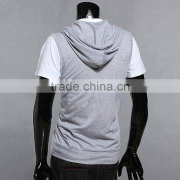 Blank Waistcoat Zipper Hoodies Sports Sweatshirt Plain Cotton Gray Black 2 Colors photo-3