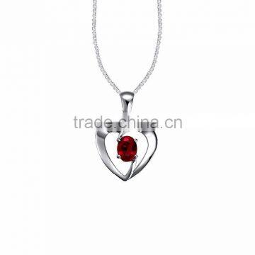 Silver Plated Gemstone Heart Pendant