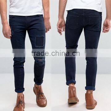 2017 new pattern patch jeans for men OEM wholesale high quality logo custom design men jeans