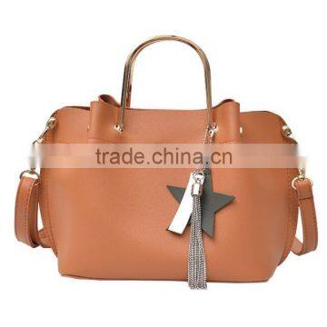 Zm35576a Korean Women Metal Handle Tote Bags Fashion Handbag Sets. photo-4