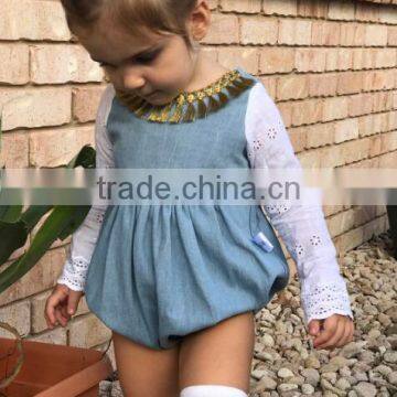 New 2017 Spring Autumn Long Sleeve Baby Girl Cotton Linen Gray Rompers photo-4