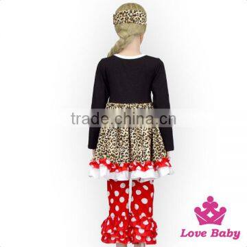2017 New Design Stretchy Cotton Long Sleeve Top Match Ruffle Pant Set Leopard Fabric Easter Cloths Giggle Moon Remake Outfits photo-6