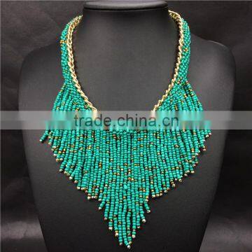Express Tassel Resin Plastic Beads Multicolor Statement Necklace Jewelry photo-3