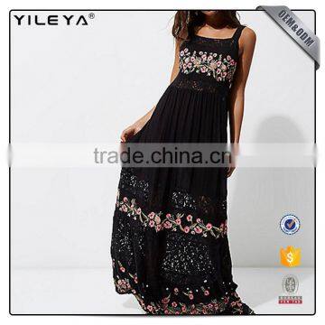 Sleeveless Paid With Paypal Long Flower Print Black Maxi Dress Long Casual photo-2