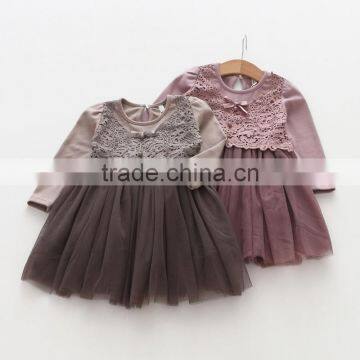 Wholesale vintage style long sleeve kids baby girls tutu dress