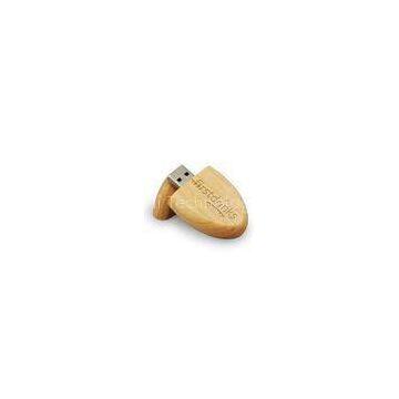 Oval Shaped Bamboo / Wood Encrypt USB Thumb Drive 4GB