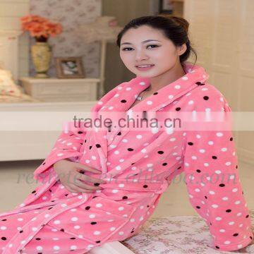 colorful spot flannel fleece for ladies winter gown