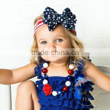 4th of July Baby Turban Headband for Girl Hair Accessories Metallic Messy Bow Baby Head wraps Big Bow Baby Headbands