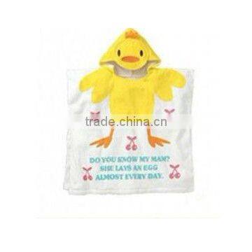 100% cotton breathable chicken design baby bath robe/kids bath robes