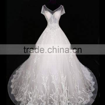 2017 Sexy Shoulder Belt Lace Mermaid Color Wedding Dress Bridal for Bride Scoop Neckline Bridal Dress F10601 photo-3
