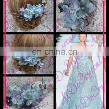 Aidocrystal classic blue flower hair pins with crystal hair accessories,floral tiaras,princess hair clip