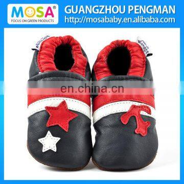 Toddler Boy Dark Blue Pre-walker Soft Sole Genuine Leather Shoes Star Pattern