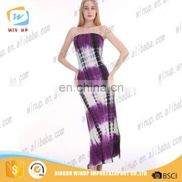 Wholesale professional design purple white off shoulder tall tube women sexy dress with side slip