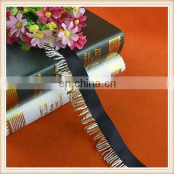 High quality wholesale black polyester tape with beaded fringe trim on sale