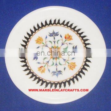 White Marble Inlay Plaque, Stone Inlay Plate