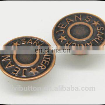 classic antique copper tin screw back button with high quality, custom logo metal button for jeans