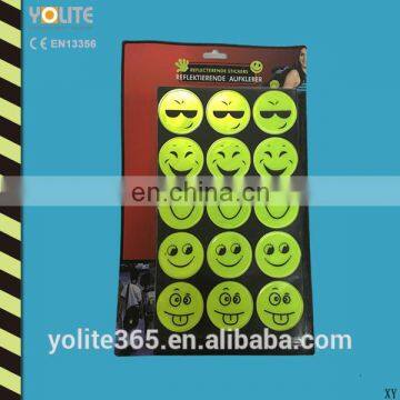 15 pcs 5cm dia high visibility round smile face reflective stickers set