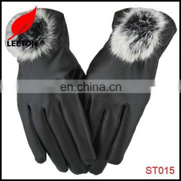Factory Supply Fashion Lady PU Smart Touch Winter Glove
