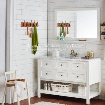 Bathroom hotel  cabinet floor standing new design American style white color modern vanity with mirror