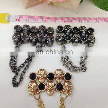 hot sell skull chain metal garment accessories sew on clothing bags or shoes