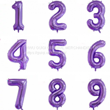 high quality 40 inch number 0-9 balloon purple American number balloon stock fast delivery