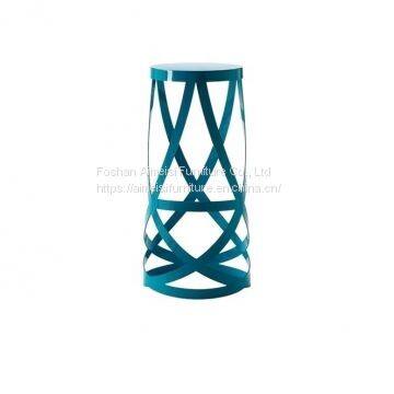 Modern colorful furniture ribbon round metal bar stool