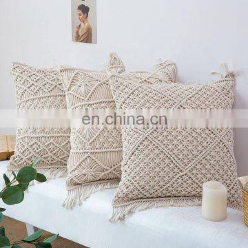 Bohemian Home Decorative Hand Crocheted Pillow Case Handmade Macrame Pillow Cushion Cover photo-5
