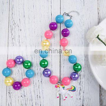 Girl Rainbow Necklace Bracelet Set Unicorn Charms Necklace 2pcs Jewelry Gift photo-2