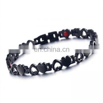 Heart style arthritis bangle adjustable titanium magnetic bracelet for women