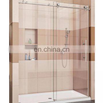 Bathroom big roller tempered glass sliding stainless steel shower room