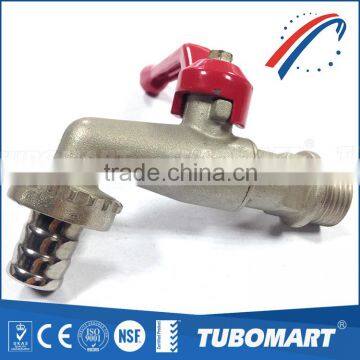 Tubomart Low price Zinc Plated 1/2 Water Pipe Bibcock with red long handle