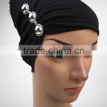 Black Islamic Turban Muslim Underscarfs With Side Pleats photo-5