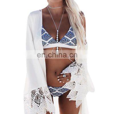 blue Printed bikini halter set Women Swimwear Swimsuit beach Bathing suits