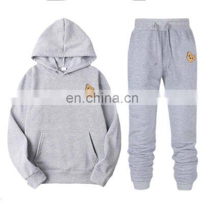 Wholesale custom men's and women's plus size casual top crop sports hooded suit DIY decapitated bear hoodie jogger S-5XL